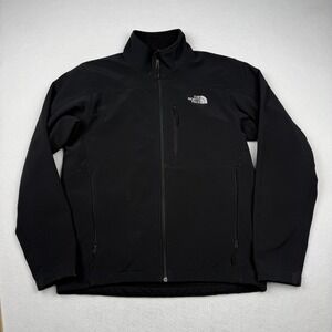 The North Face Jacket Mens Medium Black Softshell Full Zip Stretch Windbreaker